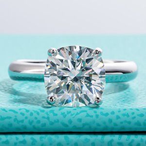 Certified 3.5 ct. t.w. Moissanite Diamond Cushion Cut Engagement Ring NEW